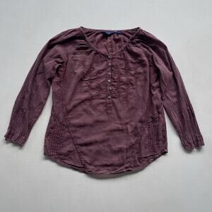 Vtg Y2K Mauve Indian Cotton Lightweight Tunic Top / Sz S Hippie Boho Embroidery